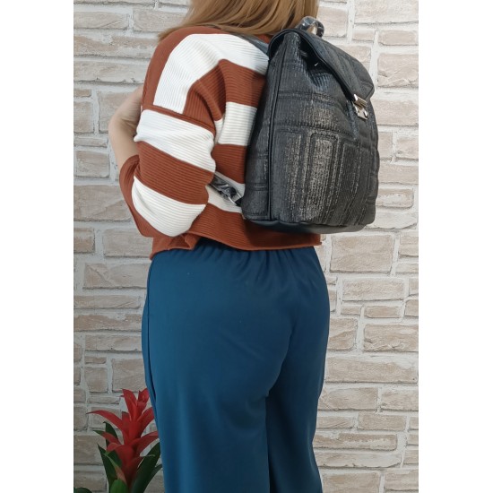 Zaino in Simil Rafia e Ecopelle Nero Minorca Zaino in Simil Rafia e Ecopelle Nero Minorca