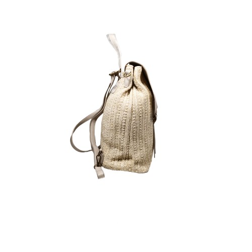 Zaino in Simil Rafia e Ecopelle Beige Tenerife