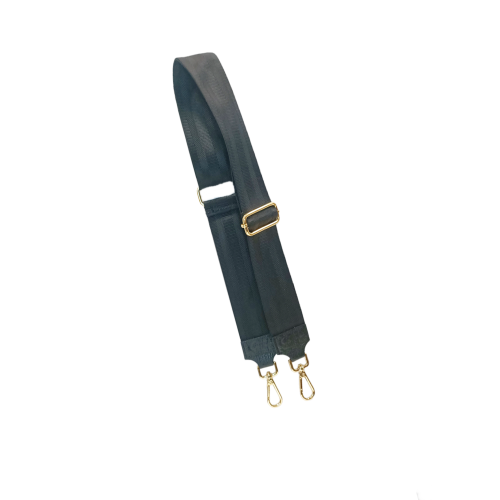 Tracolla in Pelle e Tessuto Total Black