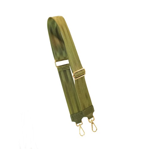 Tracolla in Pelle e Tessuto Verde Militare