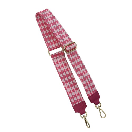 Tracolla in pelle e tessuto Pied de Poule Fucsia