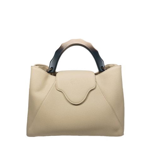 Borsa in Ecopelle e Pochette Beige Asia