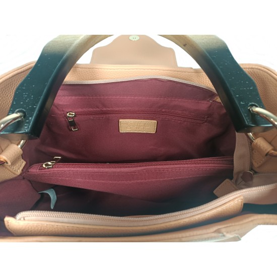 Borsa in Ecopelle e Pochette Salmone Asia Borsa in Ecopelle e Pochette Salmone Asia