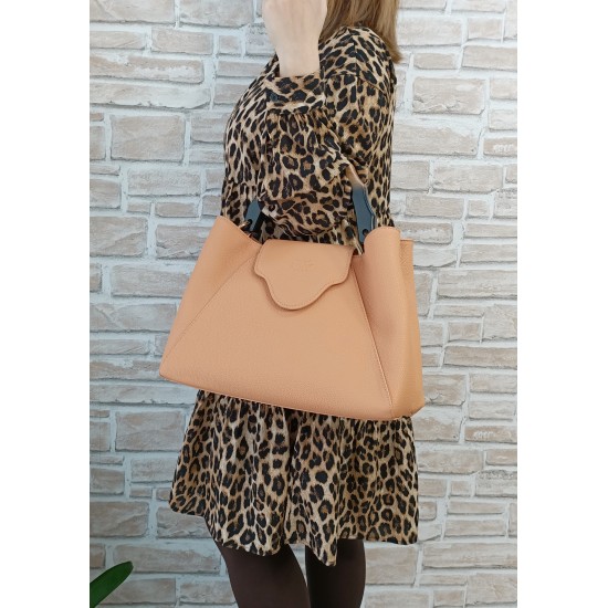 Borsa in Ecopelle e Pochette Salmone Asia Borsa in Ecopelle e Pochette Salmone Asia