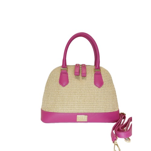 Borsa in Pelle e Rafia Luxury Fucsia Kenya