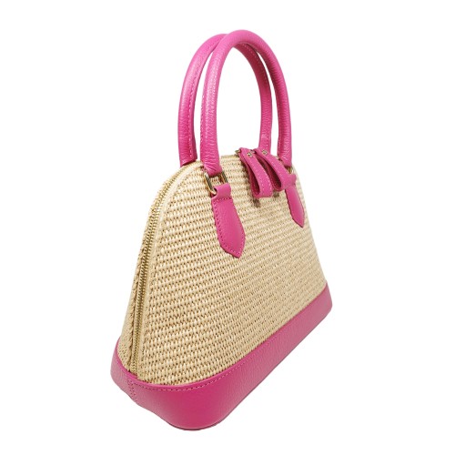 Borsa in Pelle e Rafia Luxury Fucsia Kenya