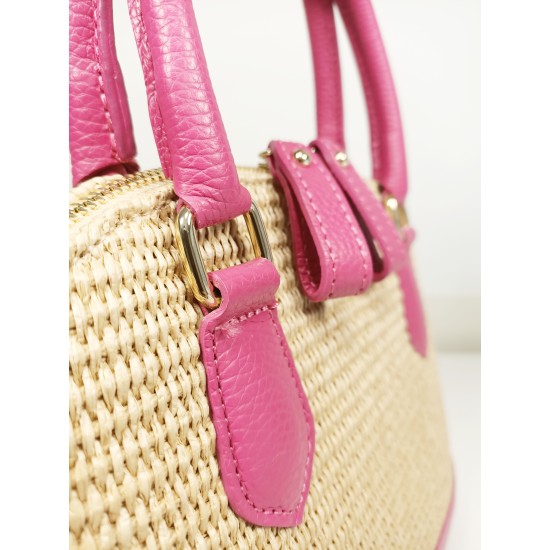 Borsa in Pelle e Rafia Luxury Fucsia Kenya Borsa in Pelle e Rafia Luxury Fucsia Kenya
