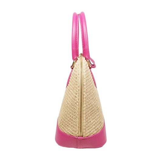 Borsa in Pelle e Rafia Luxury Fucsia Kenya Borsa in Pelle e Rafia Luxury Fucsia Kenya