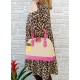 Borsa in Pelle e Rafia Luxury Fucsia Kenya Borsa in Pelle e Rafia Luxury Fucsia Kenya