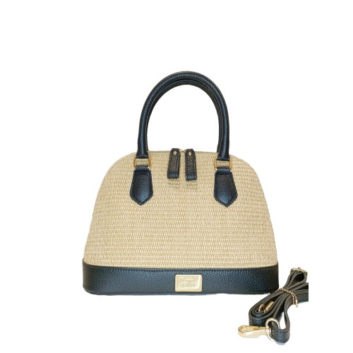Borsa in Pelle e Rafia Luxury Nera Kenya