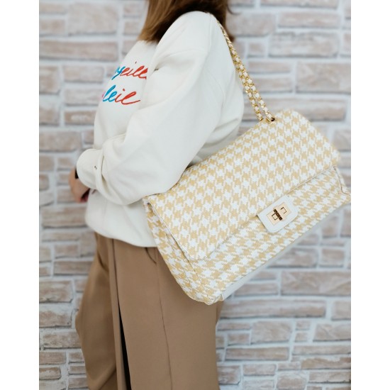 Borsa Pied de Poule Beige Monica Borsa Pied de Poule Beige Monica
