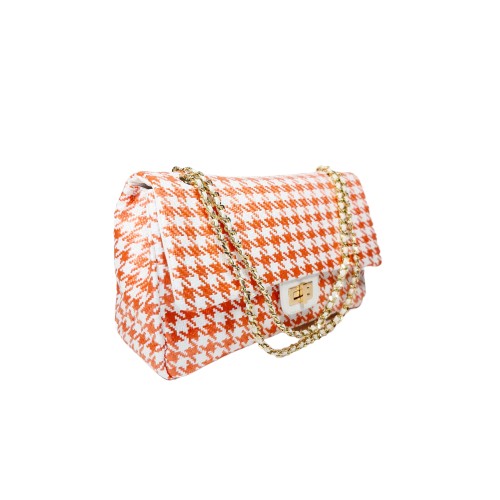 Borsa Pied de Poule Rosso Arancio Monica