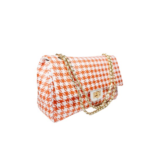 Borsa Pied de Poule Rosso Arancio Monica Borsa Pied de Poule Rosso Arancio Monica