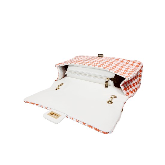 Borsa Pied de Poule Rosso Arancio Monica Borsa Pied de Poule Rosso Arancio Monica