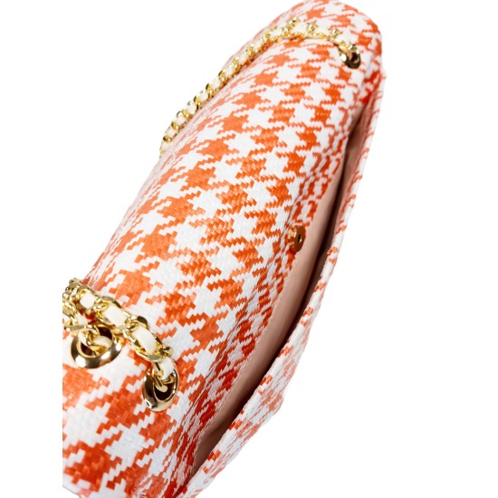 Borsa Pied de Poule Rosso Arancio Monica Borsa Pied de Poule Rosso Arancio Monica