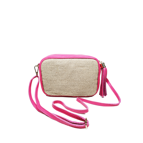 Borsa in Pelle e Juta Fucsia Paris