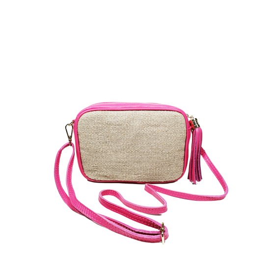 Borsa in Pelle e Juta Fucsia Paris Borsa in Pelle e Juta Fucsia Paris