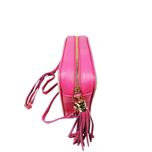 Borsa in Pelle e Juta Fucsia Paris