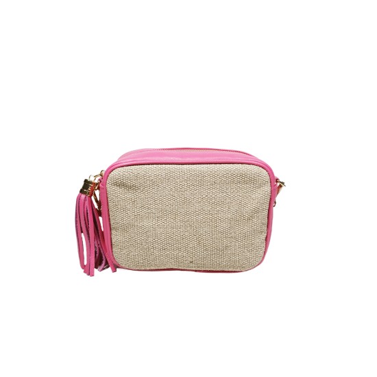 Borsa in Pelle e Juta Fucsia Paris Borsa in Pelle e Juta Fucsia Paris