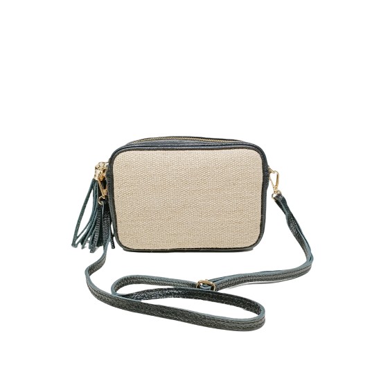 Borsa in Pelle e Juta Nera Paris Borsa in Pelle e Juta Nera Paris
