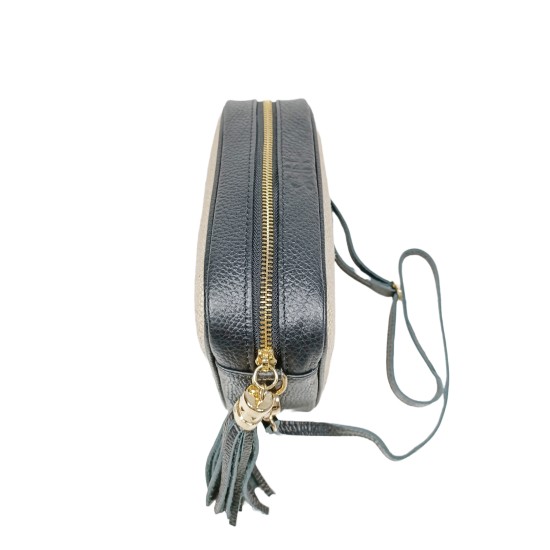 Borsa in Pelle e Juta Nera Paris Borsa in Pelle e Juta Nera Paris