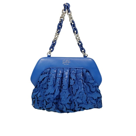 Pochette in ecopelle e pizzo Blu Romantica Pochette in ecopelle e pizzo Blu Romantica