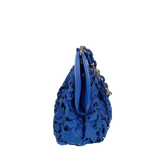 Pochette in ecopelle e pizzo Blu Romantica Pochette in ecopelle e pizzo Blu Romantica