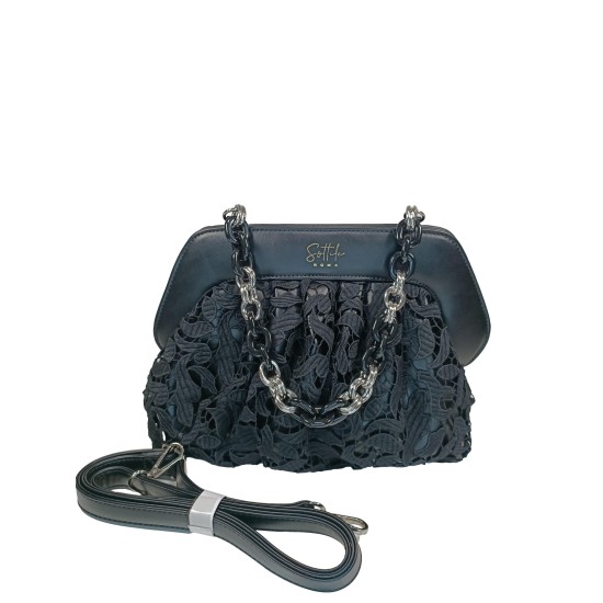 Pochette in ecopelle e pizzo Nera Romantica Pochette in ecopelle e pizzo Nera Romantica
