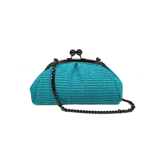Pochette in Rafia Azzurra Nuvola
