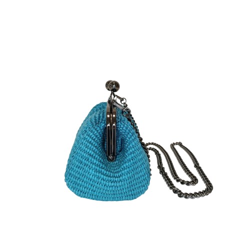 Pochette in Rafia Azzurra Nuvola