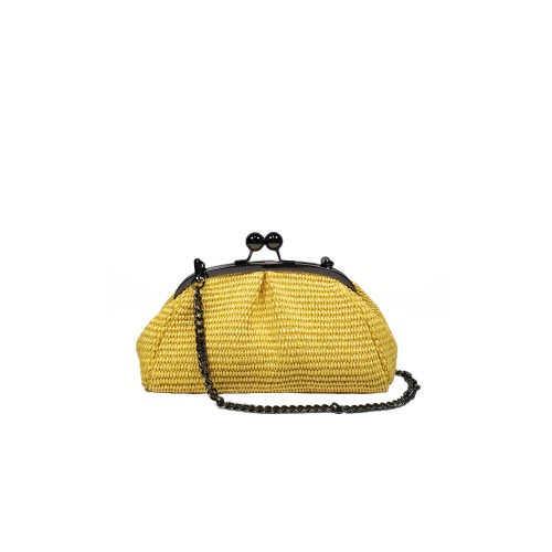 Pochette in Rafia Giallo Oro Nuvola