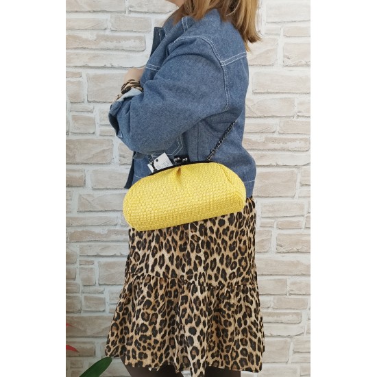 Pochette in Rafia Giallo Oro Nuvola Pochette in Rafia Giallo Oro Nuvola