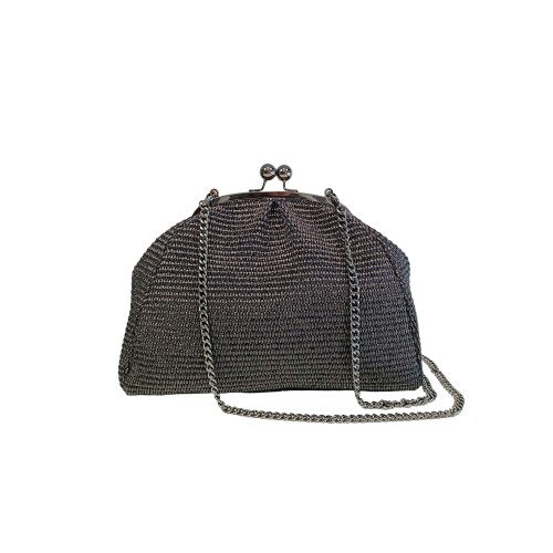 Pochette in Rafia Big Total Black Nuvola