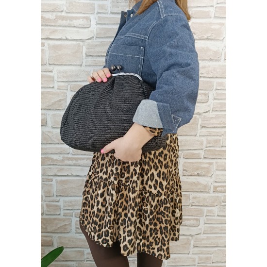 Pochette in Rafia Big Total Black Nuvola Pochette in Rafia Big Total Black Nuvola