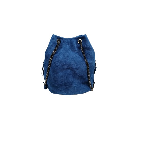 Secchiello in Pelle Scamosciata Blu Denim Texas Secchiello in Pelle Scamosciata Blu Denim Texas