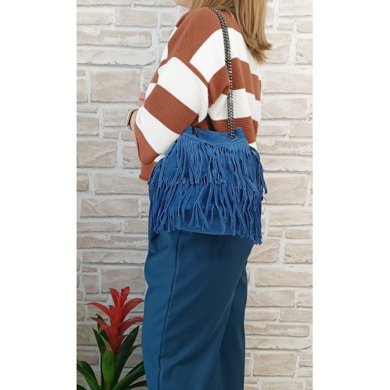 Secchiello in Pelle Scamosciata Blu Denim Texas Secchiello in Pelle Scamosciata Blu Denim Texas