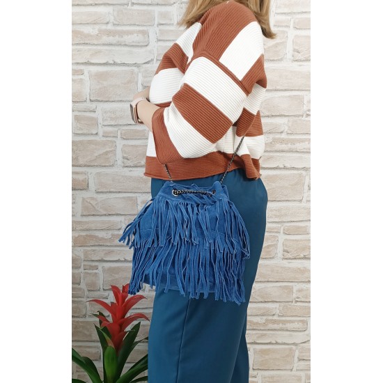 Secchiello in Pelle Scamosciata Blu Denim Texas Secchiello in Pelle Scamosciata Blu Denim Texas